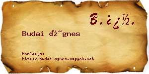 Budai Ágnes névjegykártya